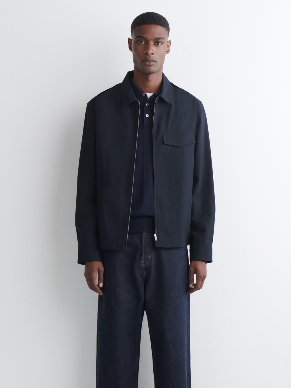 COS Navy Zipped Overshirt